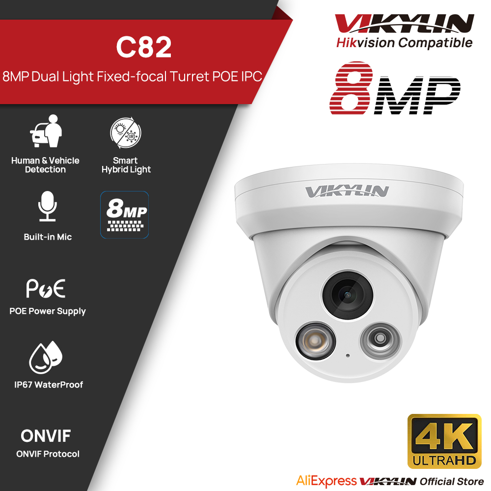 Outdoor Lighting Mains Powered - VIKYLIN 8MP 4K Dual Light IP