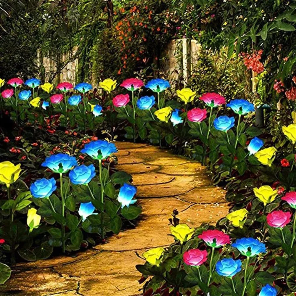1PC Solar 5-Head Rose Flower L - Solar Path Light ulasan dan harga