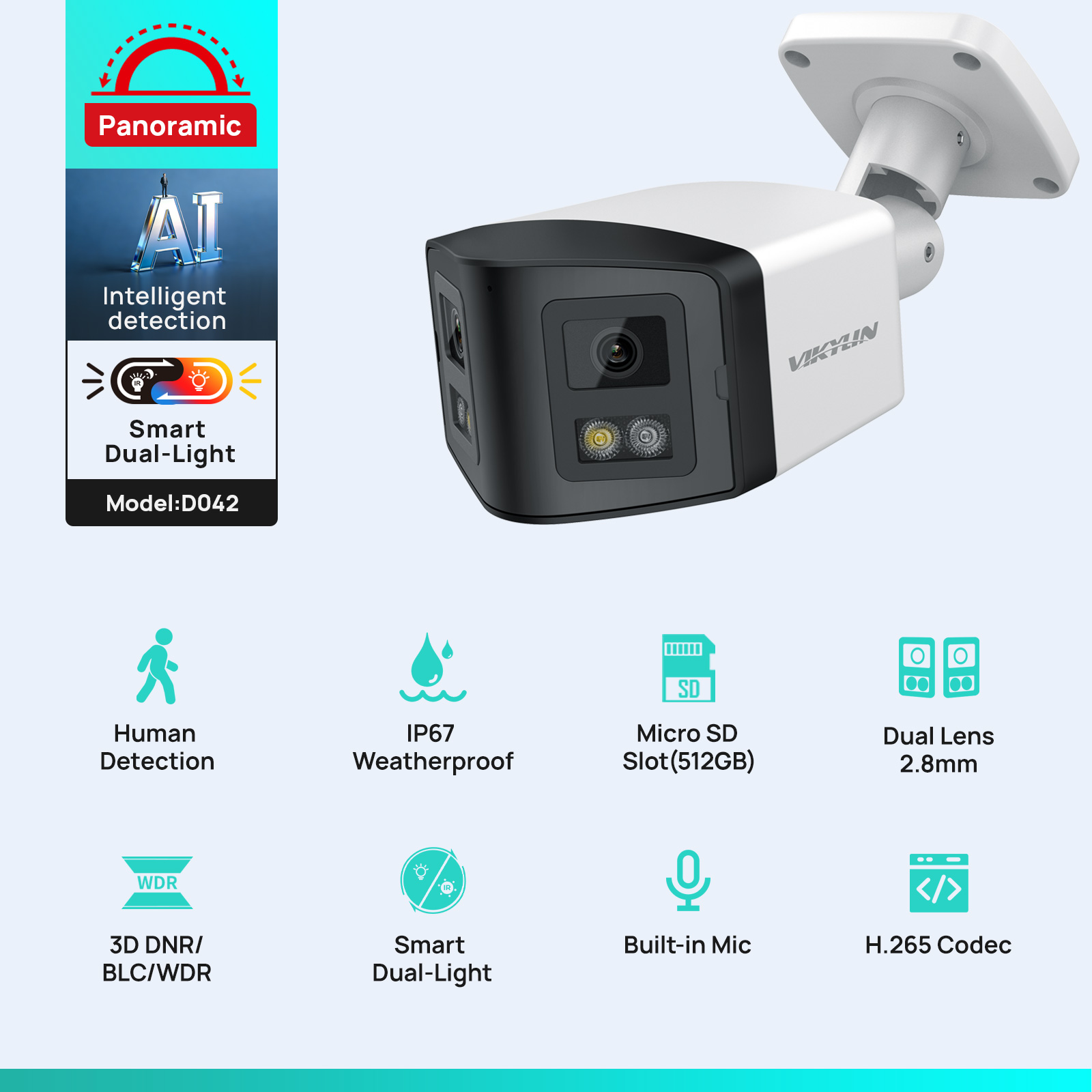VIKYLIN 170° Panoramic Securit - Outdoor Lighting Mains Powered ulasan dan harga