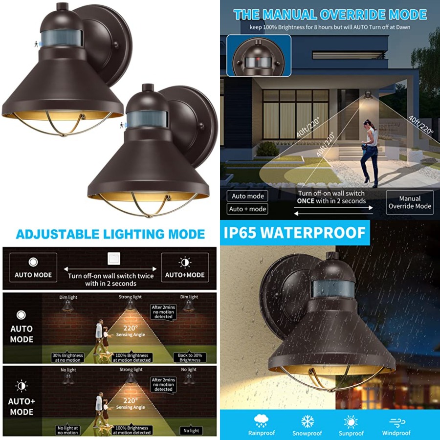 2 Pack Motion Sensor Outdoor L - Outdoor Lighting Sconce ulasan dan harga