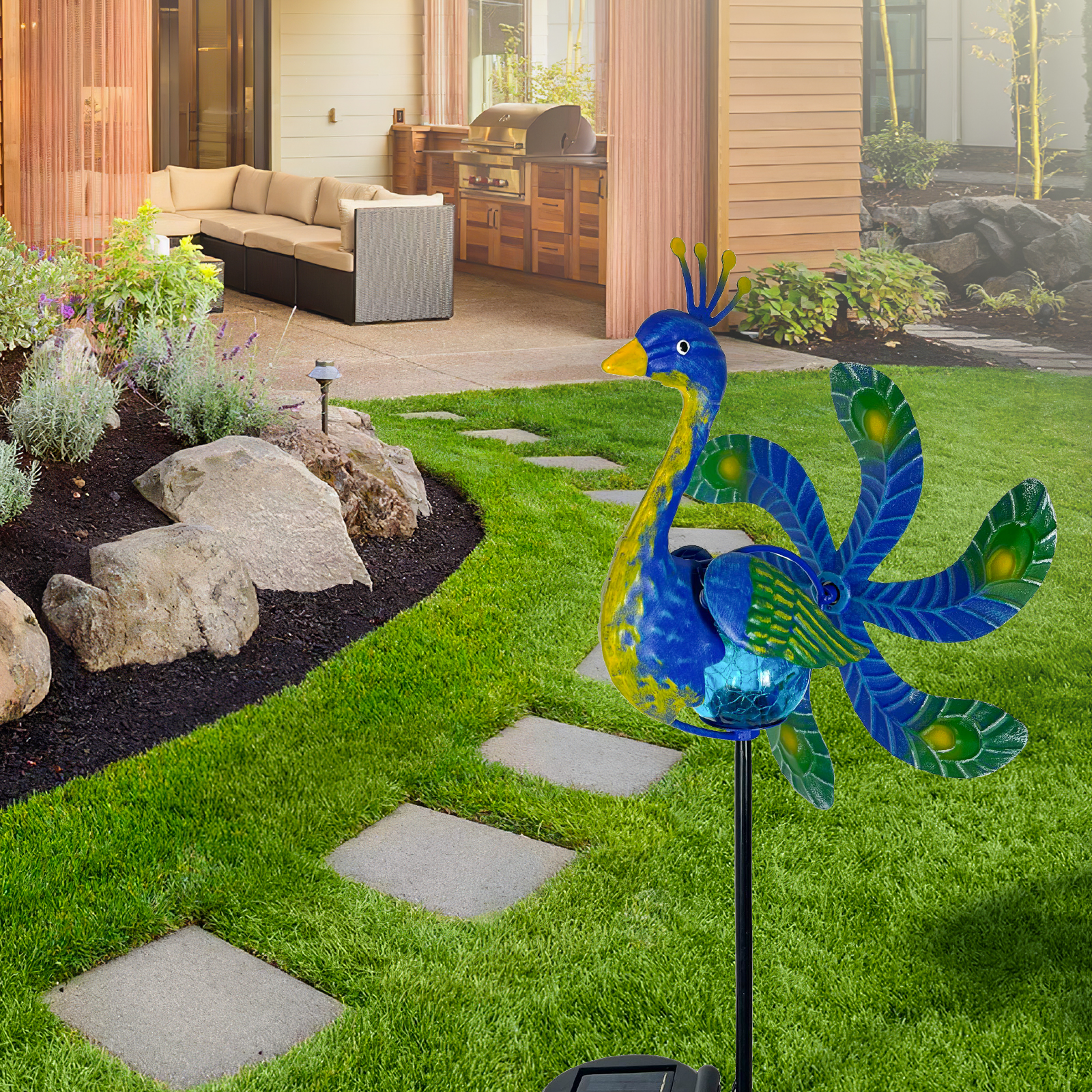 Solar Wind Spinner Peacock Out - Solar Path Light ulasan dan harga