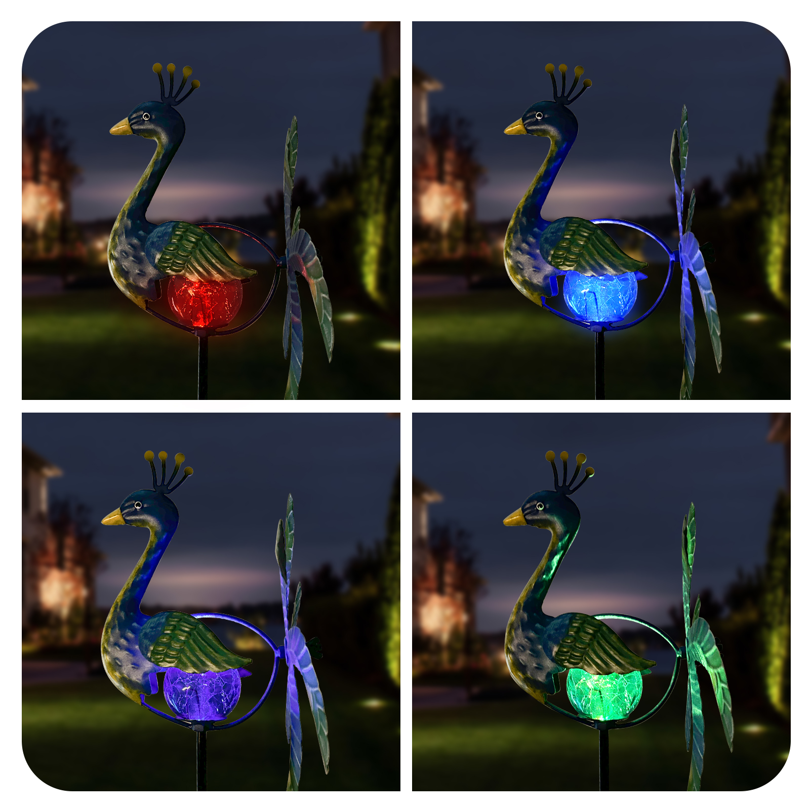 Solar Wind Spinner Peacock Out - Solar Path Light ulasan dan harga
