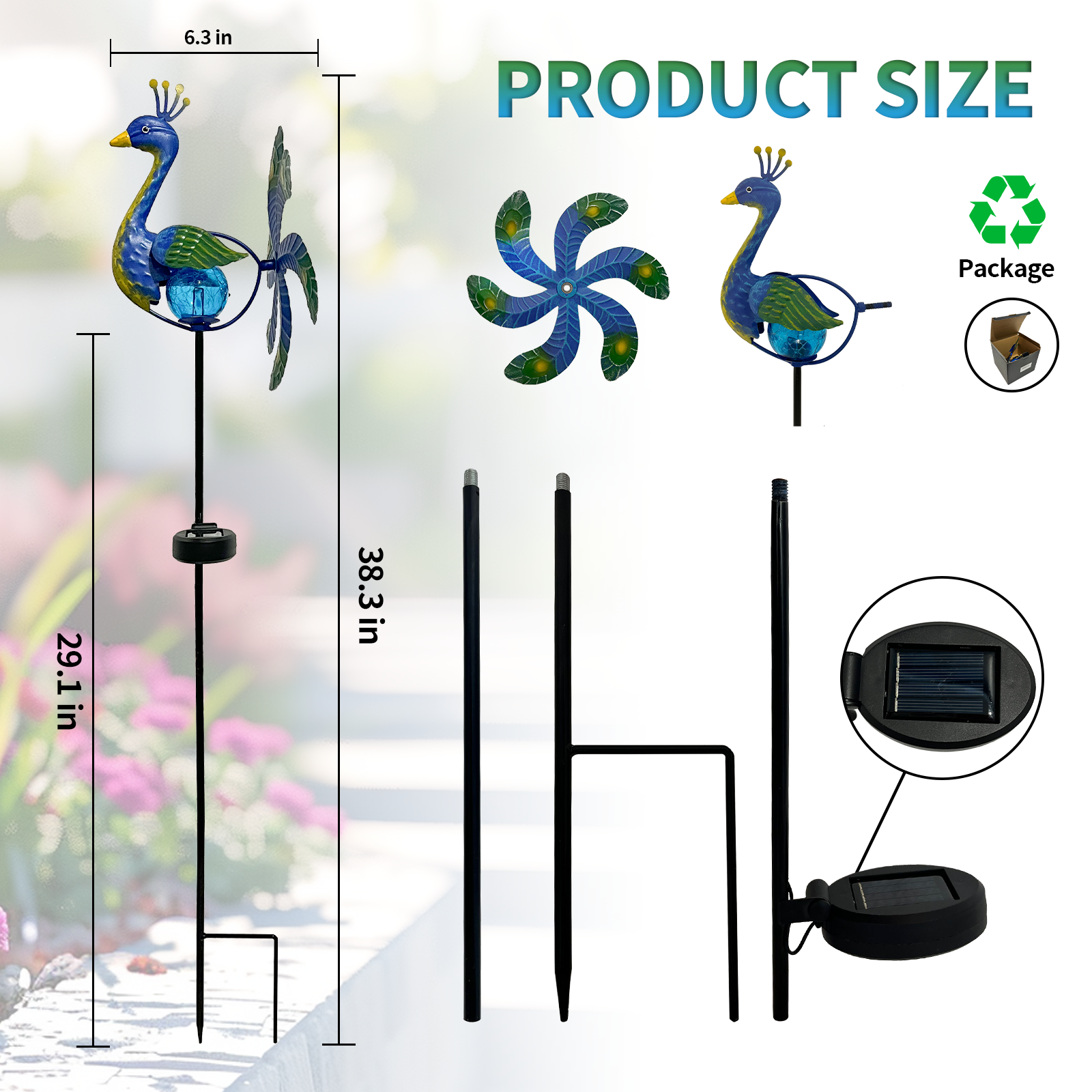 Solar Wind Spinner Peacock Out - Solar Path Light ulasan dan harga