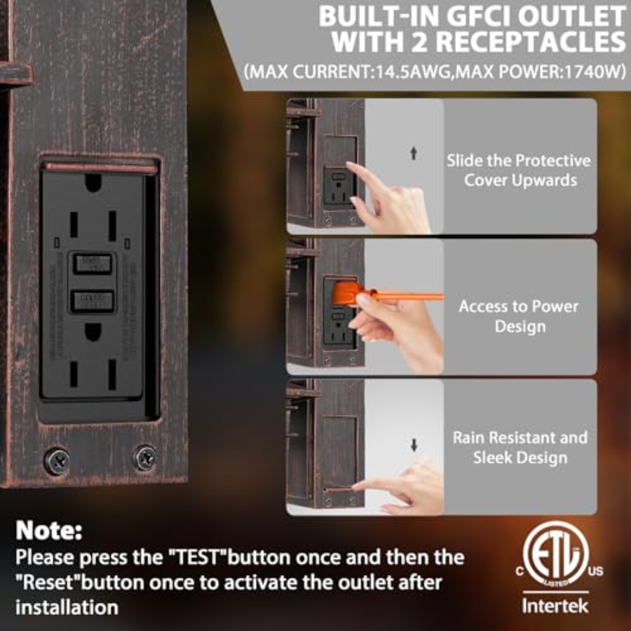 Outdoor Light with GFCI Outlet - Outdoor Lighting Sconce ulasan dan harga
