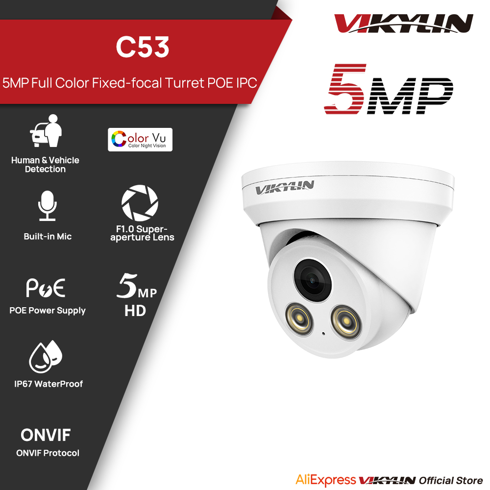 VIKYLIN 5MP Full Color IP Came - Outdoor Lighting Mains Powered ulasan dan harga