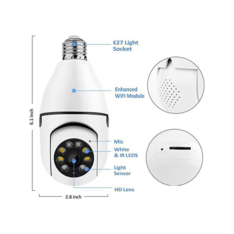 Saikiot 2MP 4MP V380 Pro Bulb  - Outdoor Lighting Mains Powered ulasan dan harga
