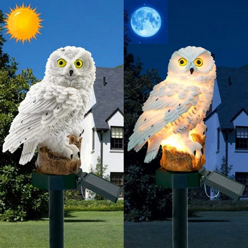 Solar Owl Statue Garden Light  - Zinc Outdoor Lighting ulasan dan harga