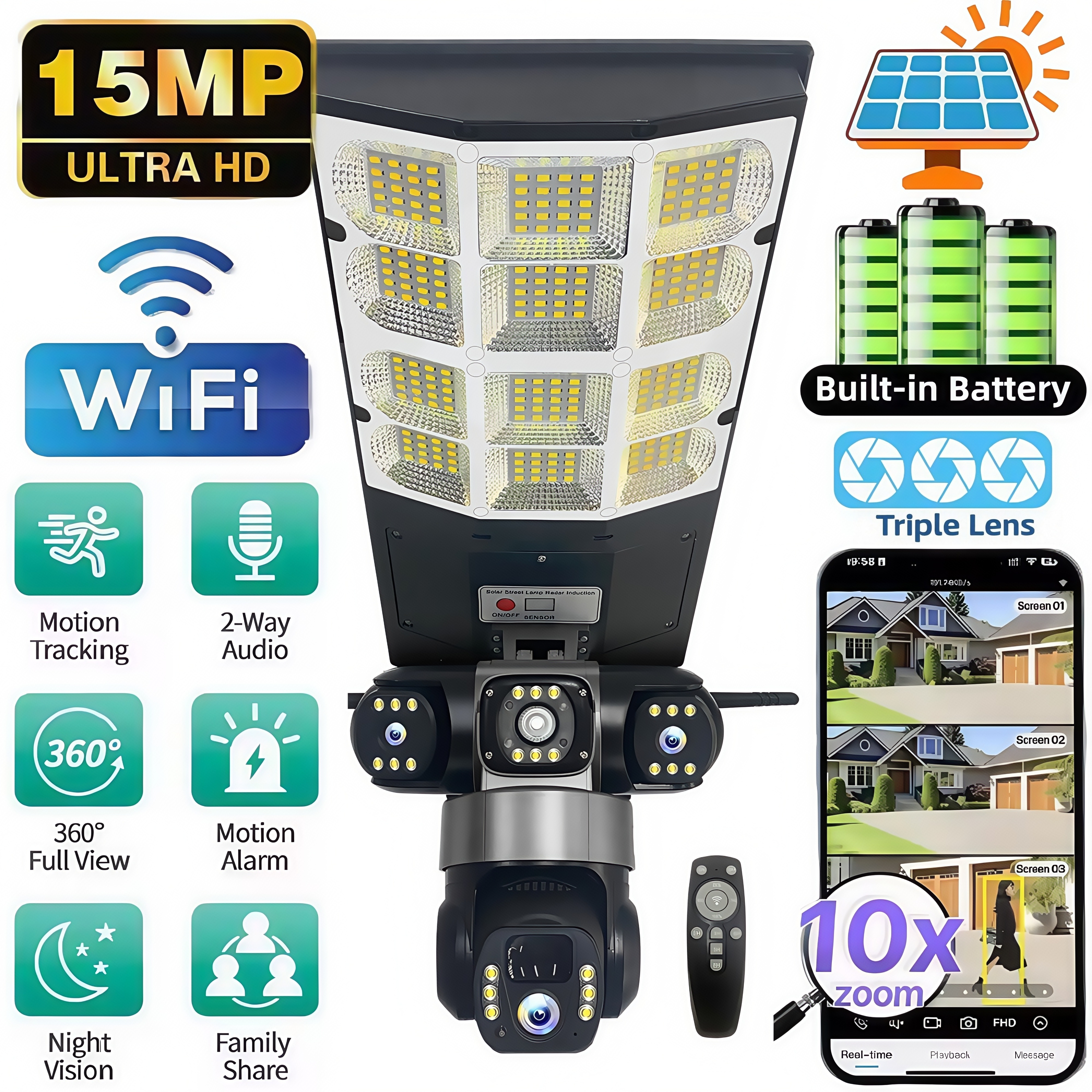Solar WIFI Street Light HD Cam - Outdoor Lighting Mains Powered ulasan dan harga